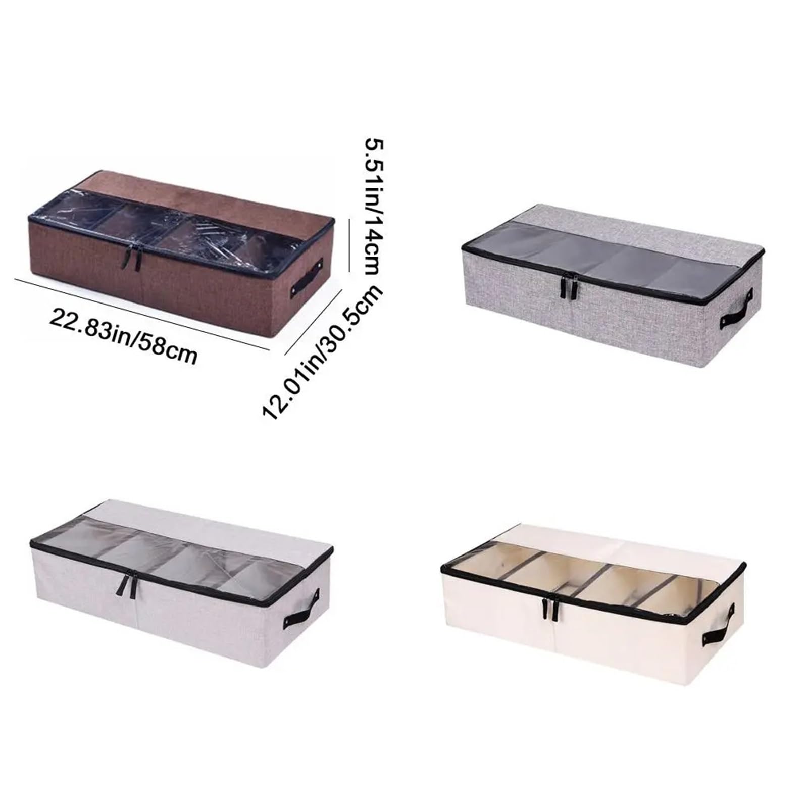 Organizzatore Di Scarpe Sotto Il Letto Scatola portascarpe divisoria in cotone e lino Scatola portaoggetti pieghevole staccabile sotto il letto Scatola portaoggetti con finitura regolabile con coperch