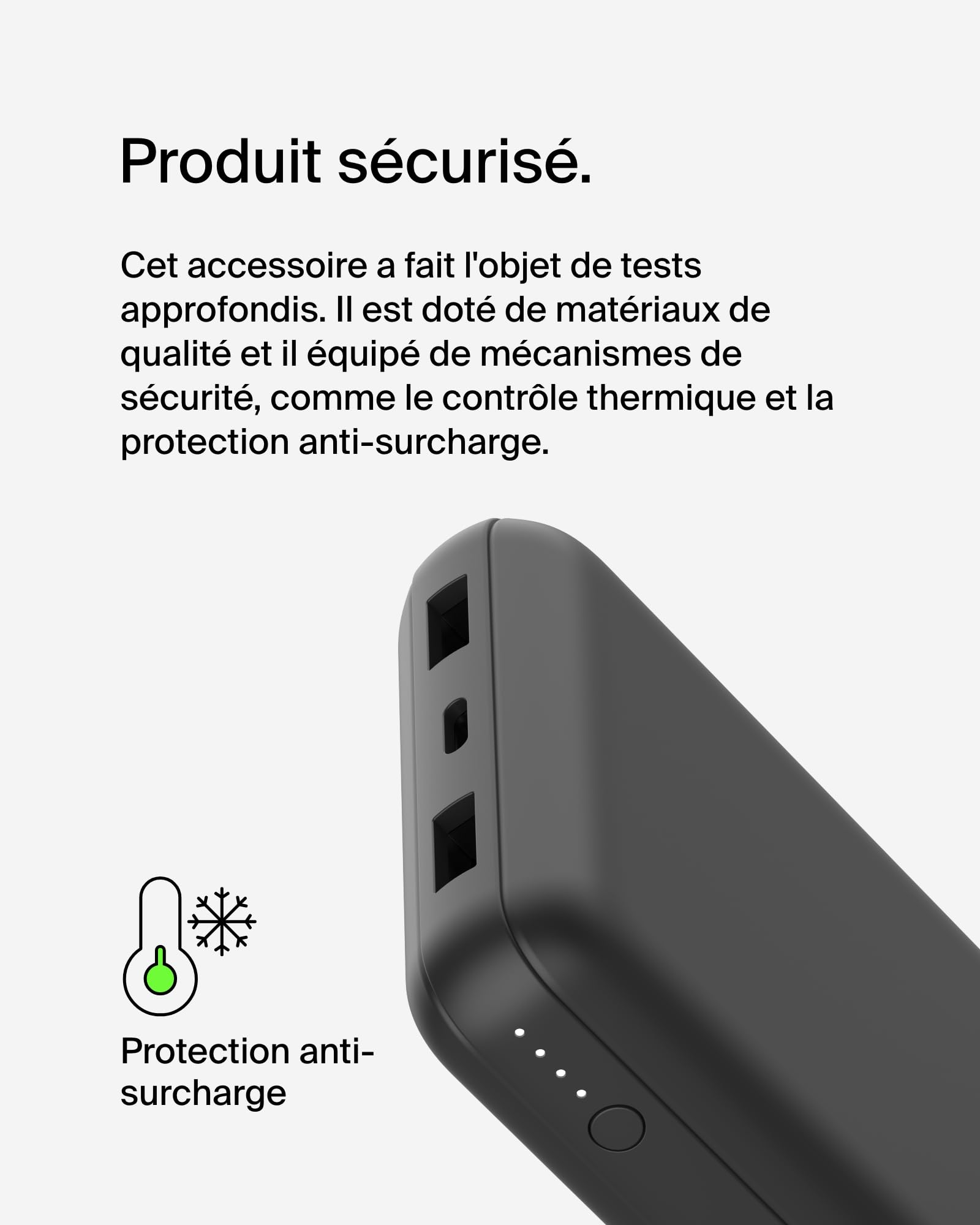 Belkin Batterie externe USB-C 20000mAh (power bank puissance de 20K, entrée et sortie USB-C, 2 ports USB-A, câble USB-C vers USB-A fourni, pour iPhone, Galaxy, Pixel, iPad, AirPods, etc.) - Noir