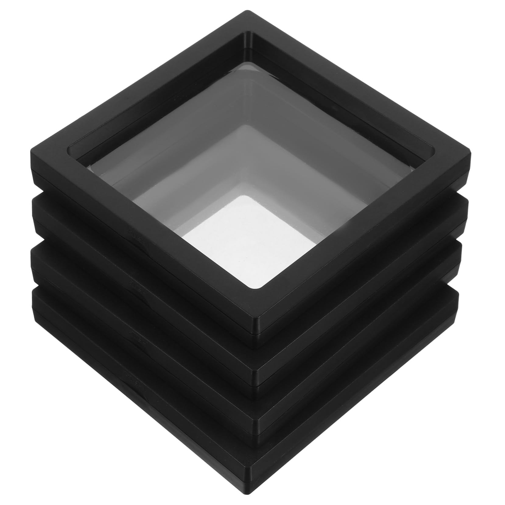 WOFASHPURET Displaying Floating Case Desktop Coin Case Floating Jewelry Display Case 4pcs Set Pe Film Square 14x14cm Black