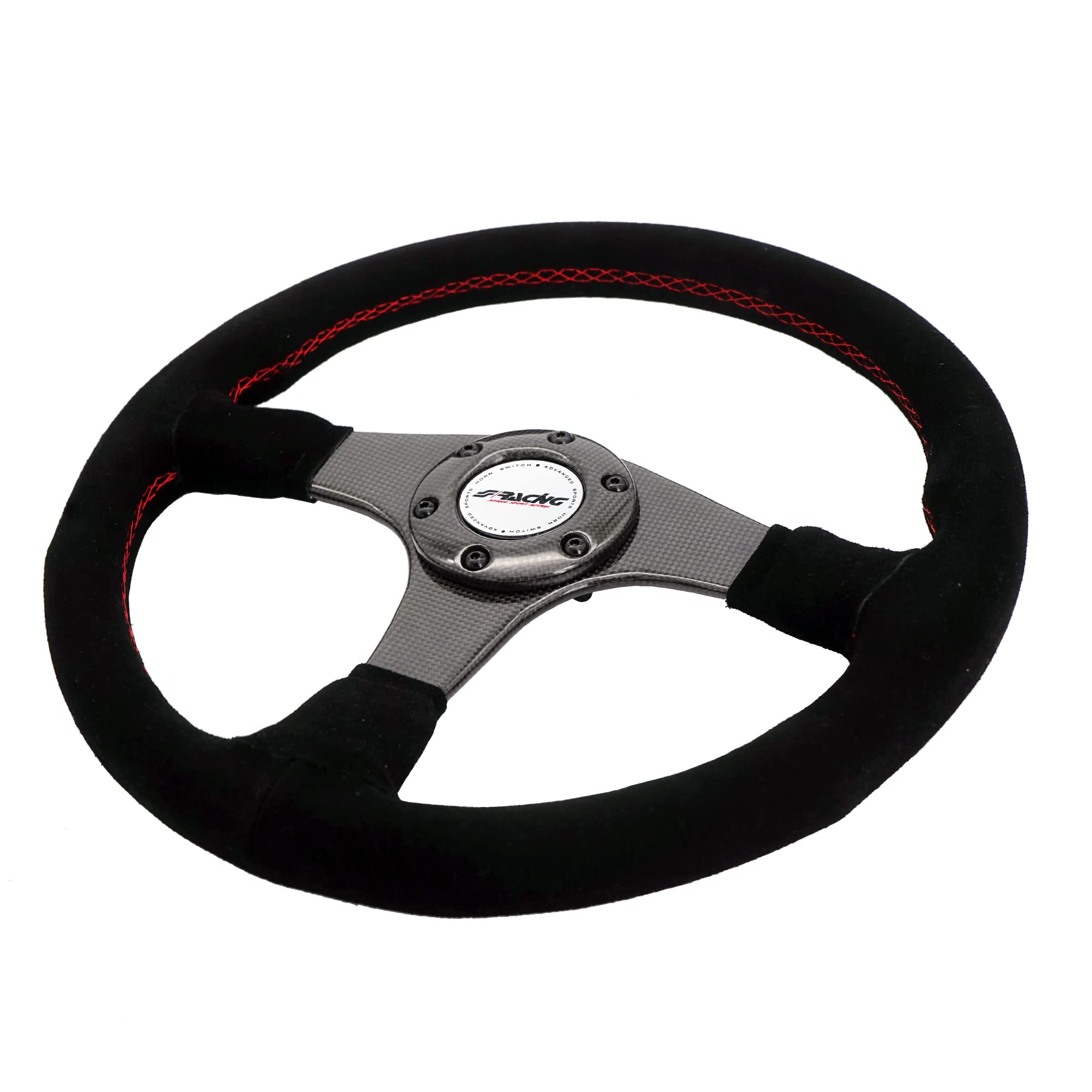 Simoni Racing WALTER Volante Sportivo Universale in Camoscio Nero, Razze in Vero Carbonio