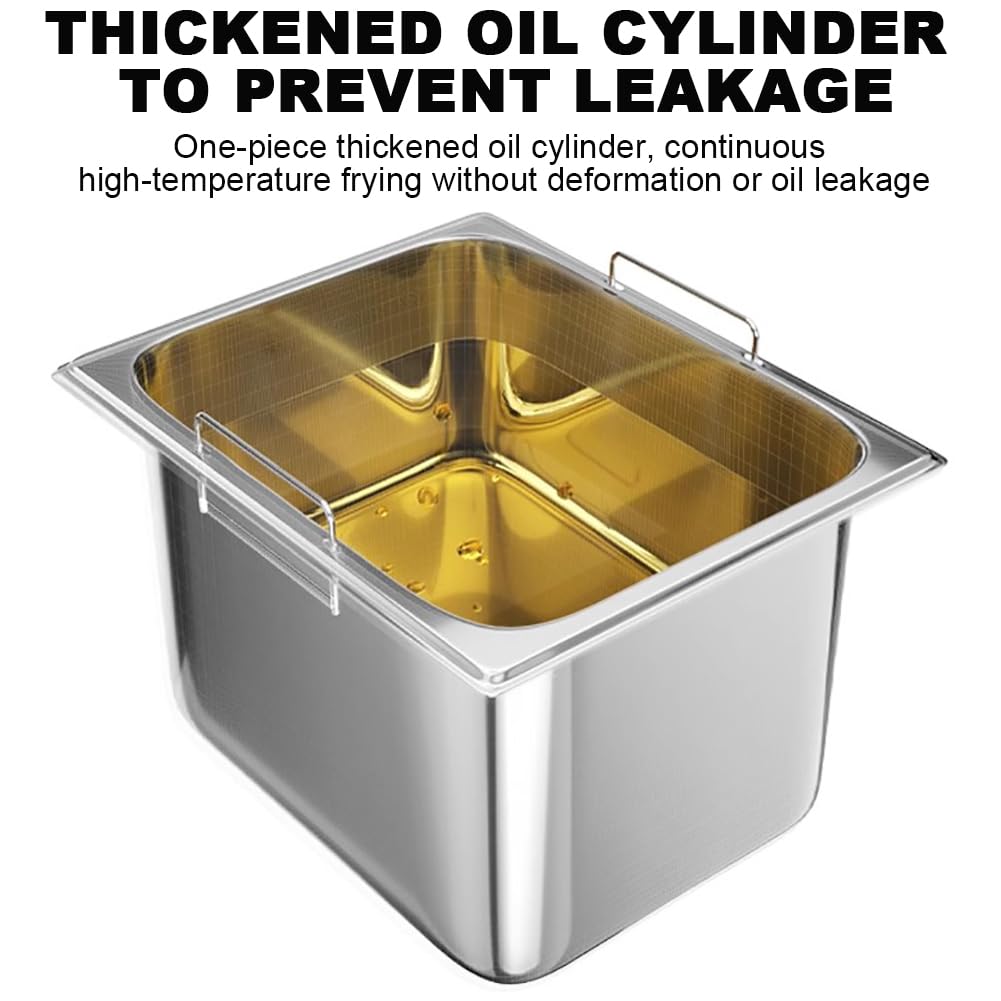 Friggitrice elettrica Professionale a Doppia Vasca Friggitrice elettrica in Acciaio Inox con termostato Grande friggitrice Doppia 3000W X 2 Contenitore dell'olio e cestello Rimovibili Anti