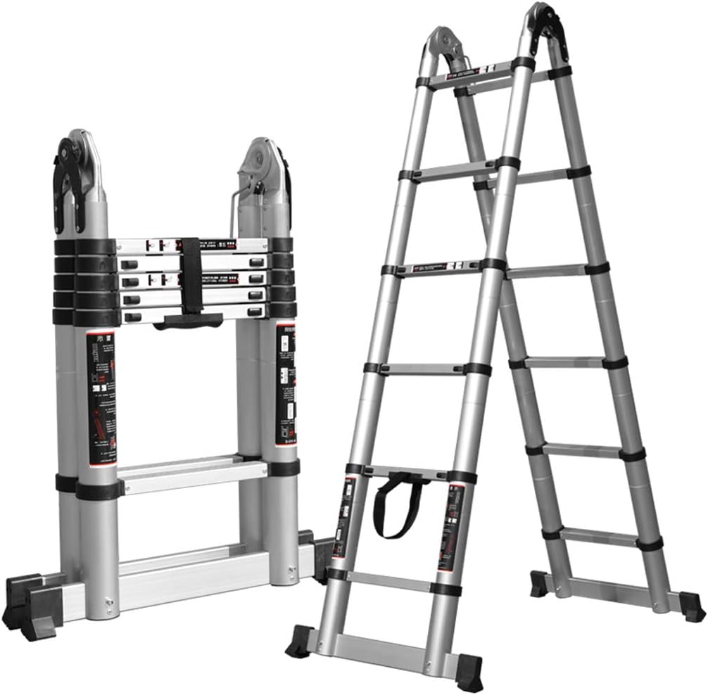 3.2M Multi-Function Extension Ladder Portable Aluminum Alloy Extension Ladder Trapezoidal Maximum Load 150KG (Size : 5m)