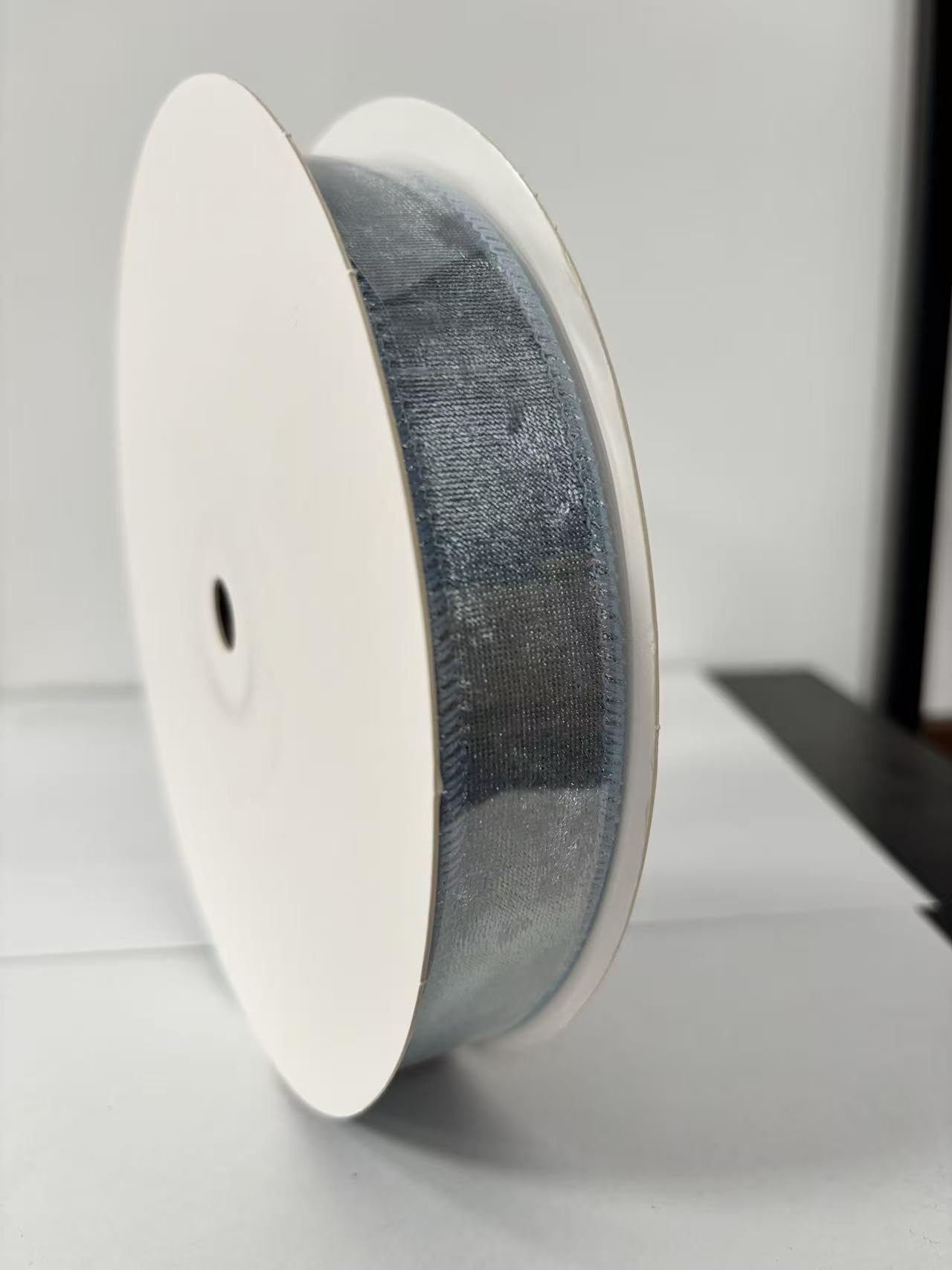 MAYREEL Dusty Blue Crushed Velvet Wired Ribbon 1 Inch 20 Yards