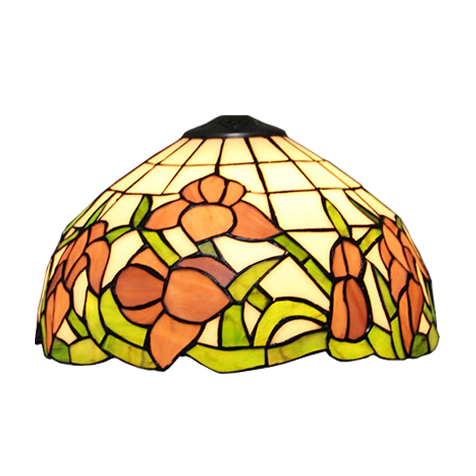 SaryEdge Tiffany Lamp Shade Replacement Only 12X7 Inch Daffodil Stained Glass Lampshades, Vintage Flower Light Cover for Table Lamp Hanging Pendant lamp Ceiling Light，，