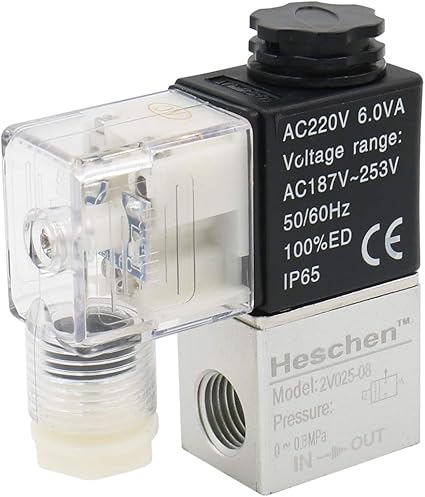 Heschen Magnetventil 3V1-06 220VAC - 3/2 Wege Pneumatisches Ventil Normal Geschlossen