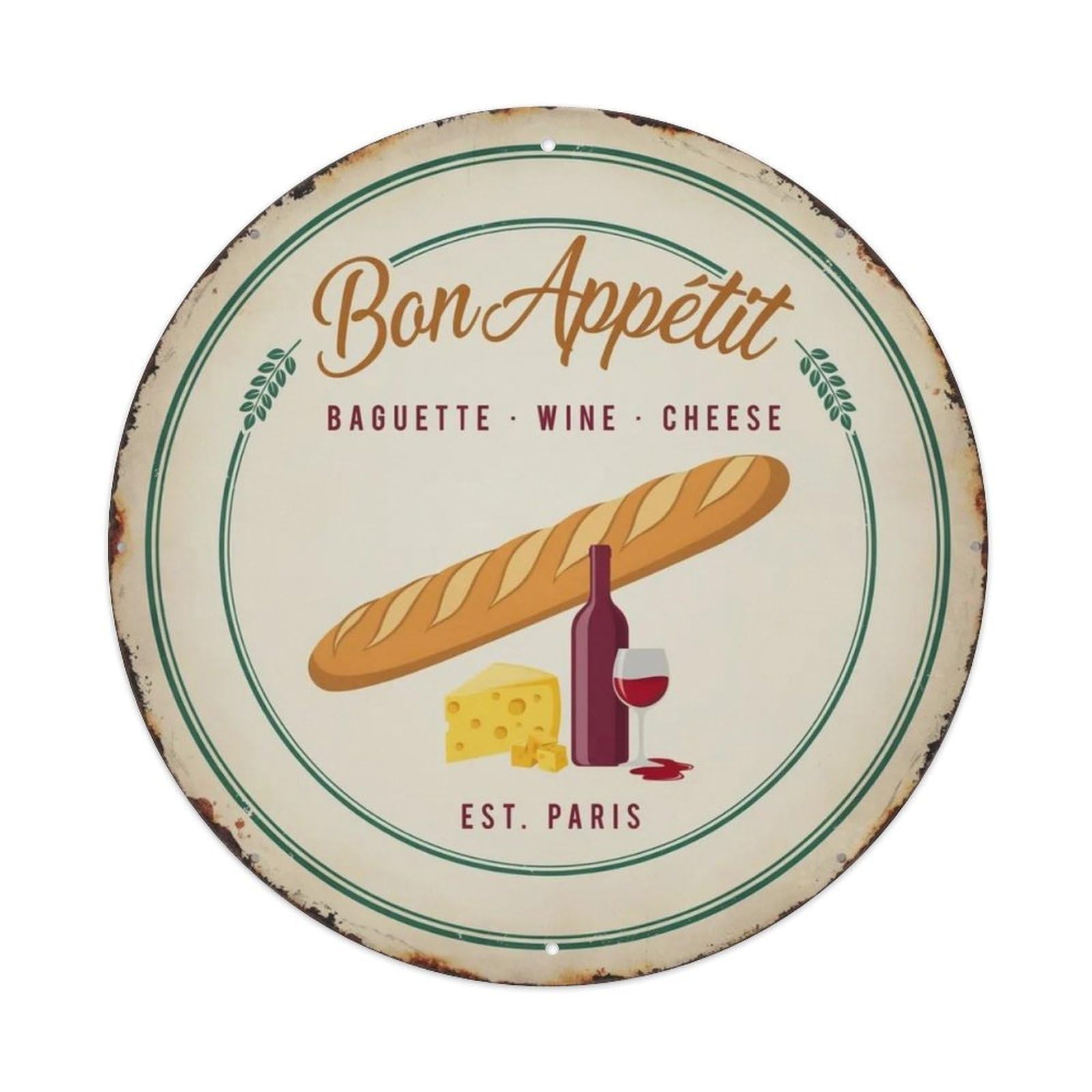 Bon Appetit French Country Metal Tin Sign Plaque