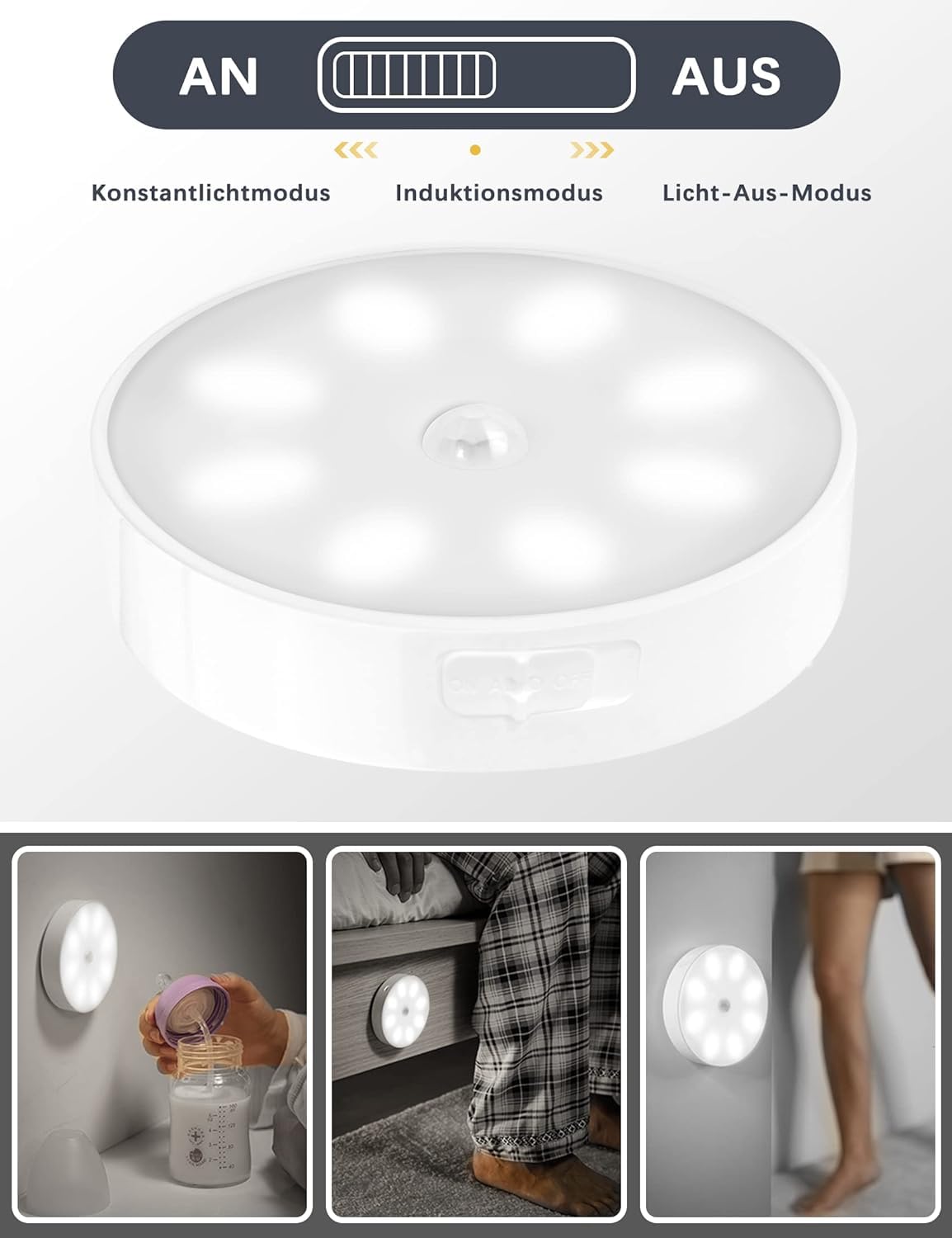 Gugxiom LED-Schlüssellochlampe Mit Bewegungsmelder – Batteriebetriebene Mini-Nachtleuchte Für Tür, Flur & Mehr