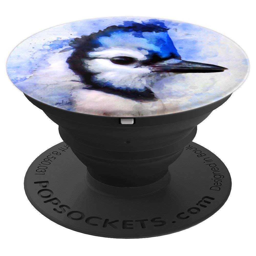 Watercolor Blue Jay Bird Artistic Animal Artsy Painting Popsockets