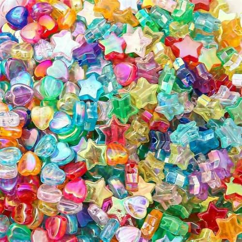 Cuentas de corazón y estrella en cubo plano multicolor, abalorios DIY naranjas de 1000 piezas 3