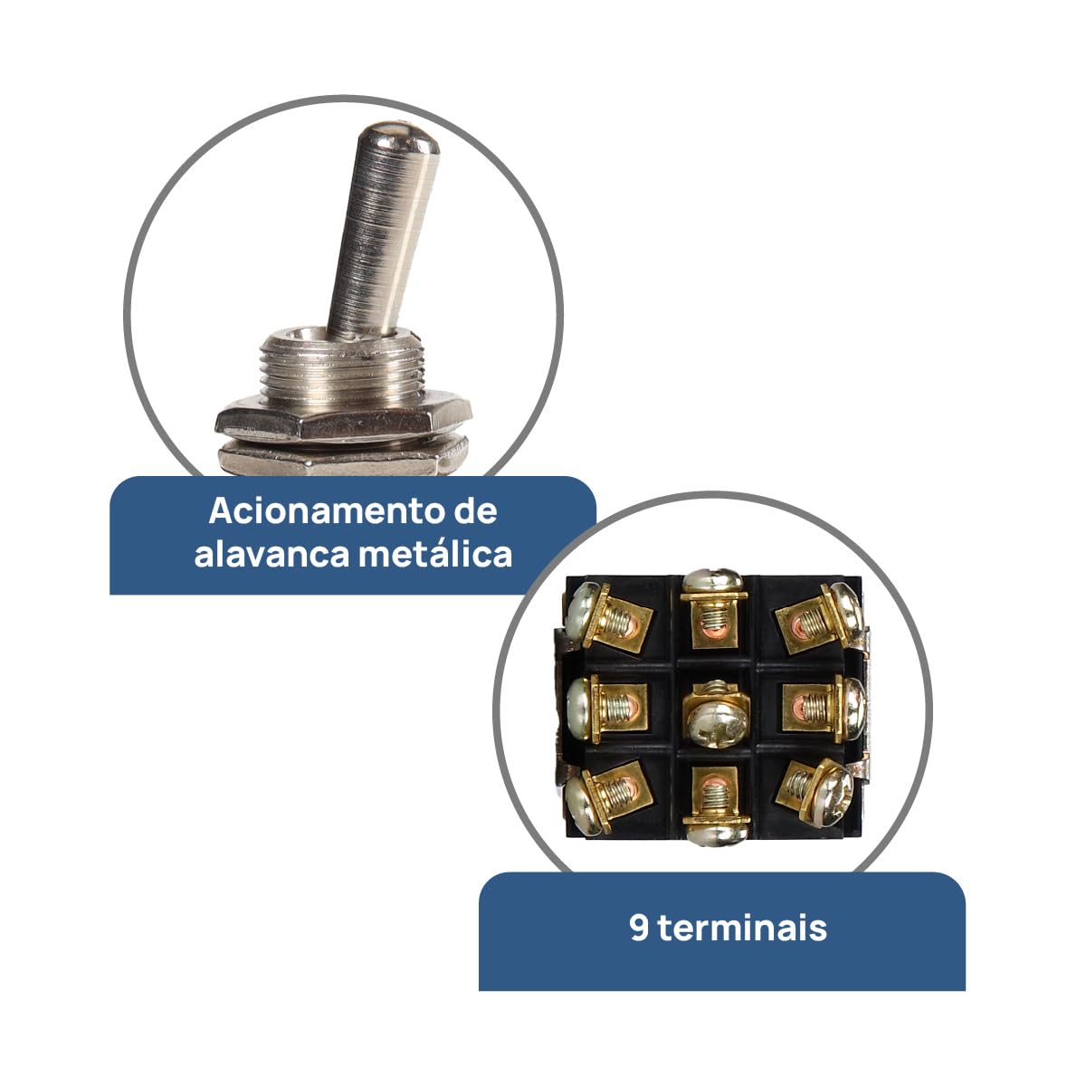 Chave 14303 Interruptor Alavanca Tripolar Reversora 15A 3 Posições