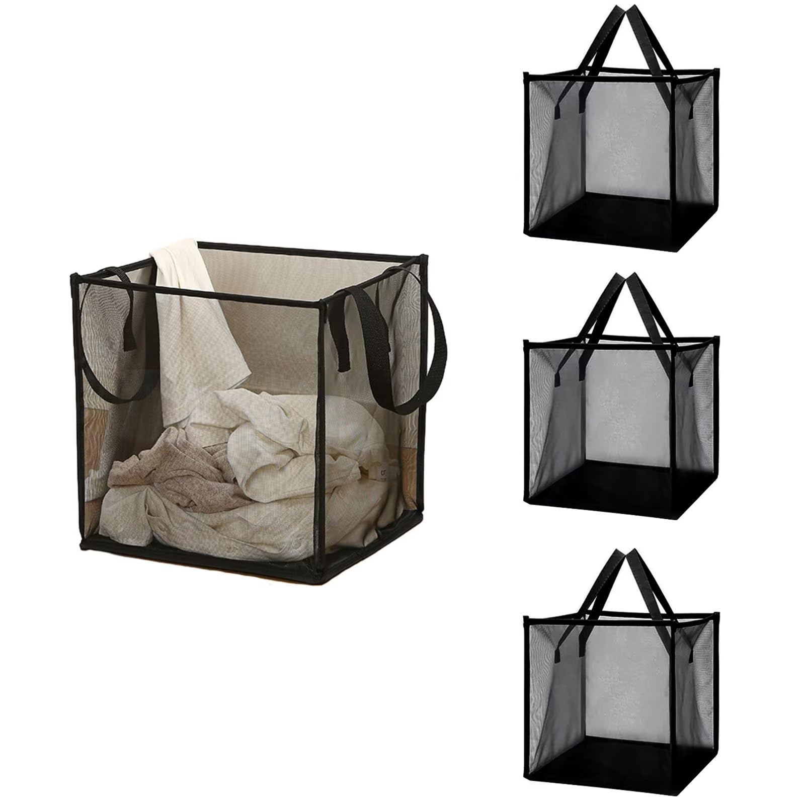 Cesto portabiancheria – grande cesto pieghevole in rete, pieghevole per riporre vestiti sporchi, giocattoli, dormitorio e viaggio – design popup con manico