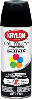 Krylon K05160307 ColorMaster Paint + Primer, Semi-Gloss, Black, 12 oz.