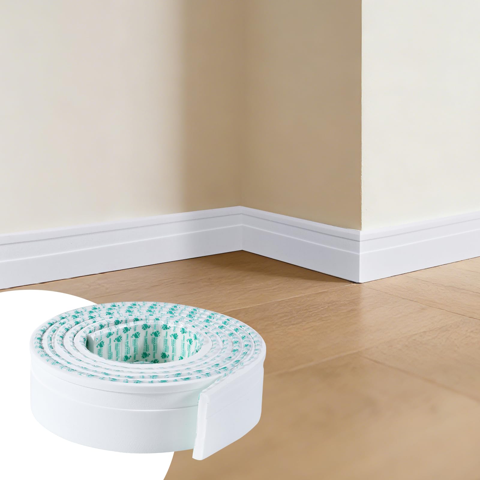 5M Flexible EVA Skirting Board Trim,Self-Adhesive Baseboard Molding Trim, Peel and Stick Rubber Wall Base Skirting Boards Covers(50mm Wide) — image 1