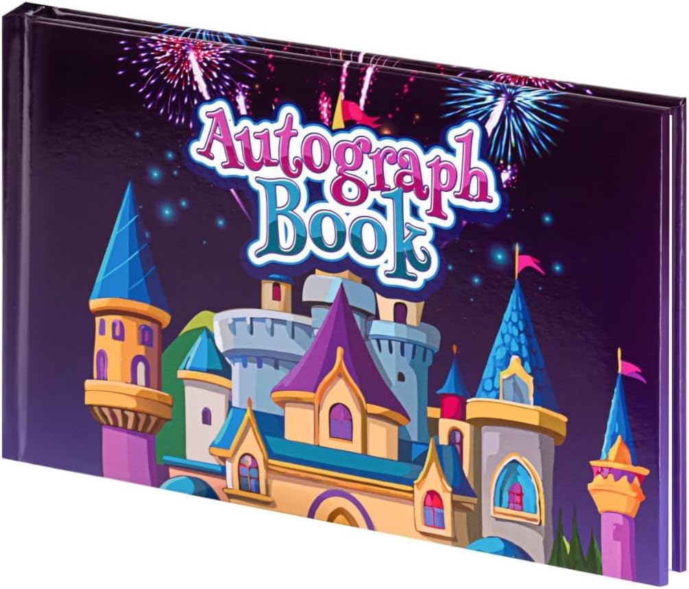 Autograph Book for Disney Theme Park or Cruise Vacation Essentials – Castle Hardcover Signature Book, Sewn Binding, Thick No Bleed Pages, Compact 5 x 8 Inch Size