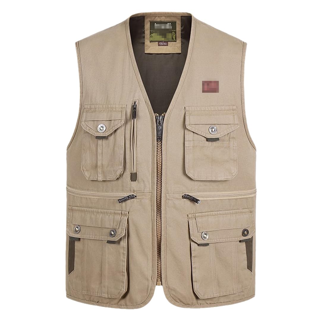 Chaleco De Fotografía Al Aire Libre De Primavera Y Otoño, Chaleco De Lona De Algodón Para Hombre, Chaleco Suelto Con Múltiples Bolsillos Para Pesca