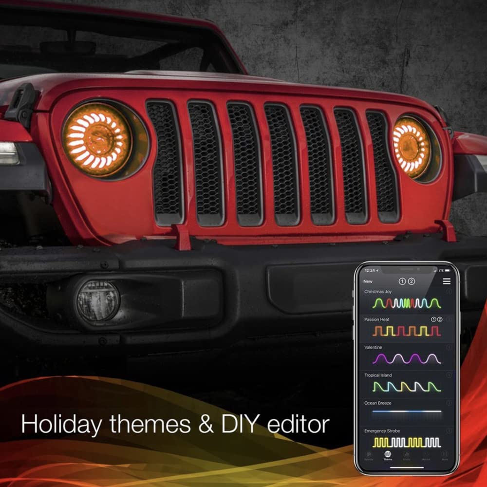 AIVYNA Indicatore di Direzione da 7 Pollici Luce Halo H4 Faro Alto Anabbagliante Controllo App Luce di Marcia Diurna per Jeep Wrangler JK 2 Pezzi