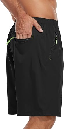 SPOSULEI Mens Athletic Hiking Shorts Water Resistant Quick-Dry Lightweight Outdoor Sweat Shorts with Zipper Pockets