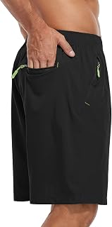 SPOSULEI Men's Athletic Hiking Shorts Water Resistant Quick-Dry Lightweight Outdoor Sweat Shorts with Zipper Pockets