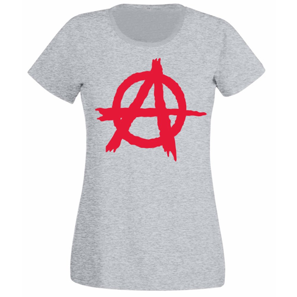 Flip Womens Anarchy Symbol Punk T-Shirt Heather Grey UK 14-16 (XXL)