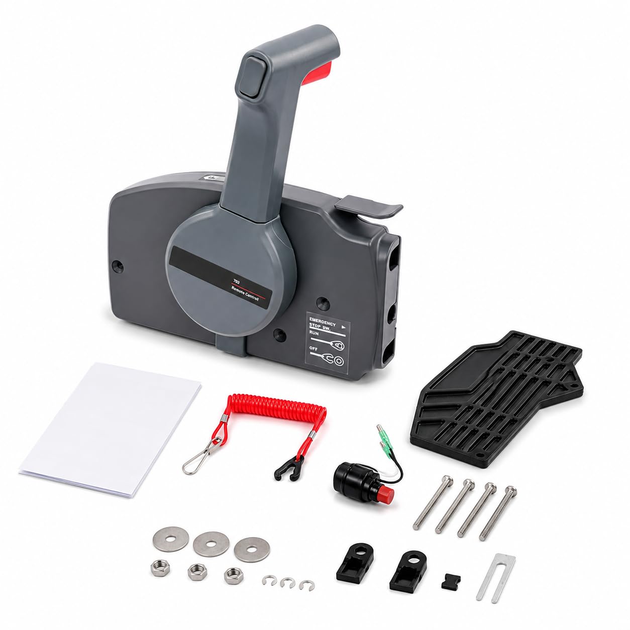 Caja de control remoto fuera de borda para barco, mando a distancia fuera de borda con cuerda de seguridad, caja de control de acelerador, montaje lateral para barco de pesca, yate, lancha motora