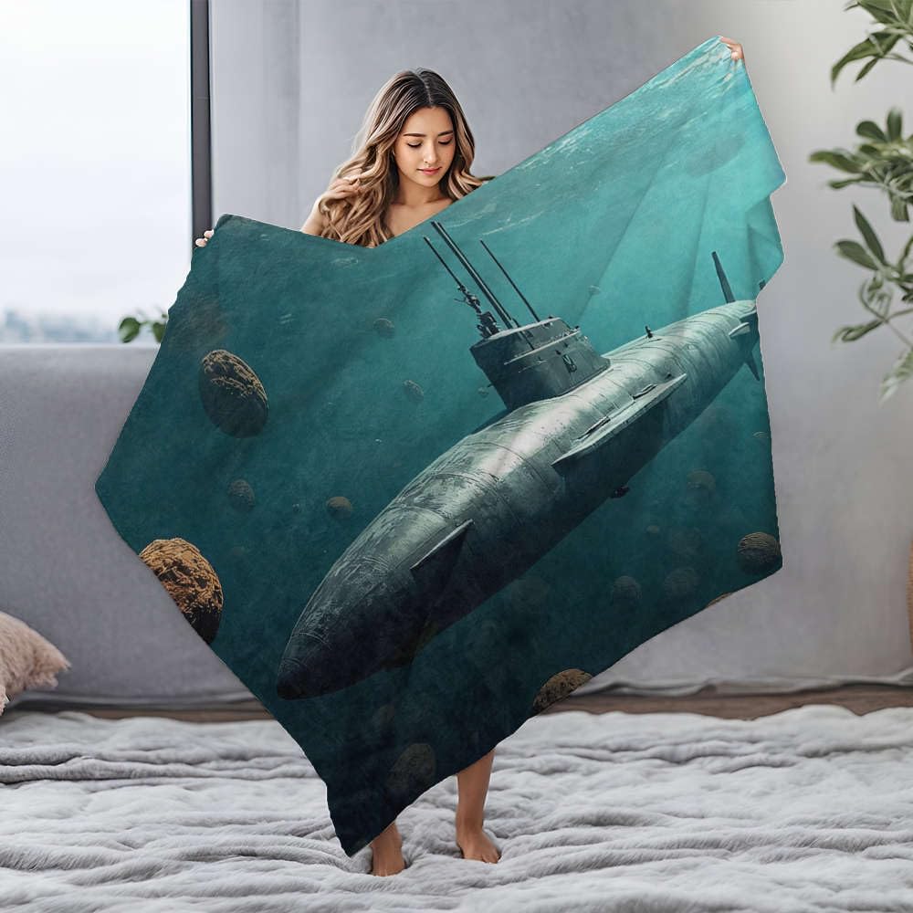 Couverture pour maman et bébé sous-marin en flanelle 150x200 cm