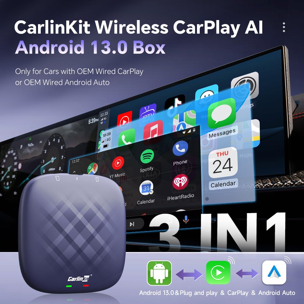 Amazon.com: Carlinkit CarPlay AI Box Android 13.0 Wireless CarPlay
