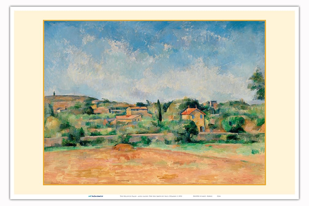 Pacifica Island ArtThe Bellevue Plain - Also Called The Red Earth - from an Original Color Painting by Paul Cézanne c.1890 - Master Print 12in x 18in