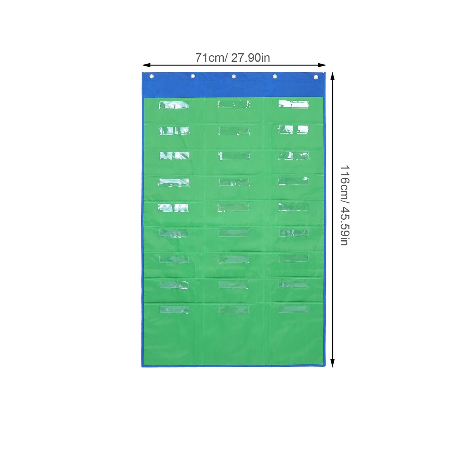 PLAFOPE Paquet de Rangement Mural Vert à 27 Pochettes 216 X 229 CM en Tissu Résistant Organiseur Suspendu pour Classe Porte-Documents pour Devoirs et Supports Pédagogiques Outil
