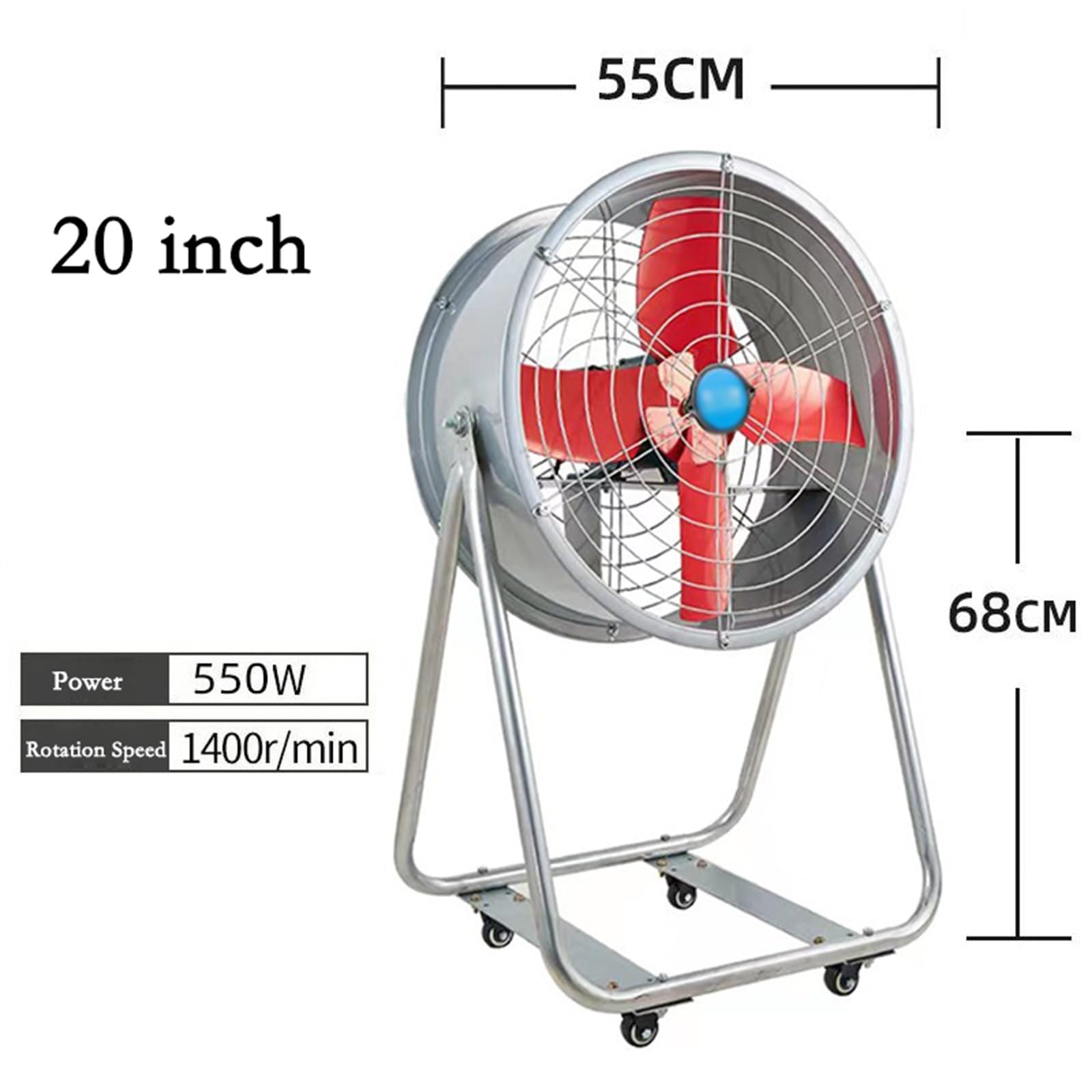 Ventilatore da pavimento industriale – Circolatore d'aria ad alta velocità per grandi spazi, ideale per magazzini, officine o garage, opzioni da 16/20/24 pollici, design durevole e potente