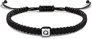 Initial Bracelets for Women Men Gifts for Her Teen Girl Best Friend Birthday Graduation Dainty Braided Bracelets Letter A-Z Charm Adjustable Link Mother's Day Jewelry Mom Christmas Gifts Valentine's Day Jewelry