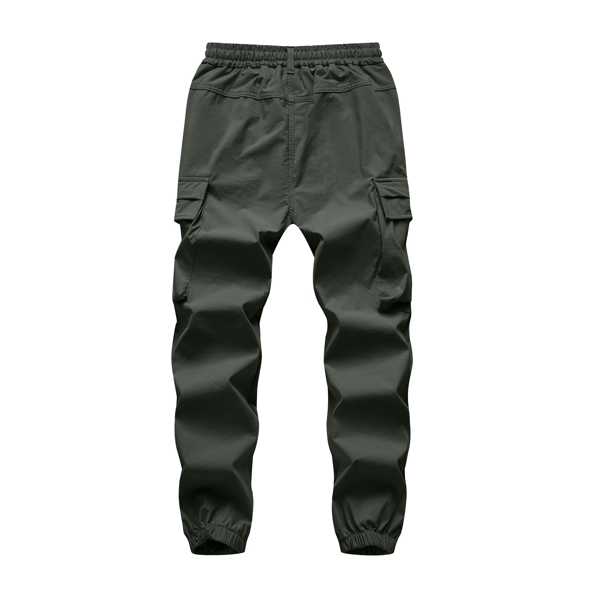 VEXALON Boy's Cargo Joggers Pants Youth Quick Dry Hiking Lightweight Pants for Sports Outdoor Sweatpants with Zipper Pockets-HZ-202-Army Green-10