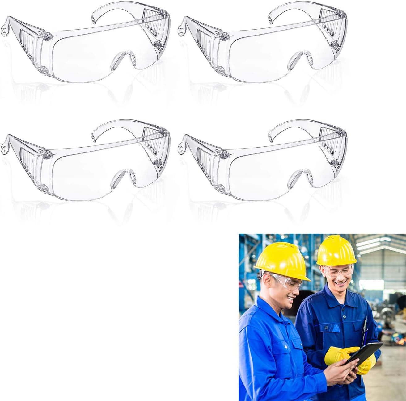 Joyzzz AntiFog Protective Safety Goggles, 4 Pack Lab Safety Goggles