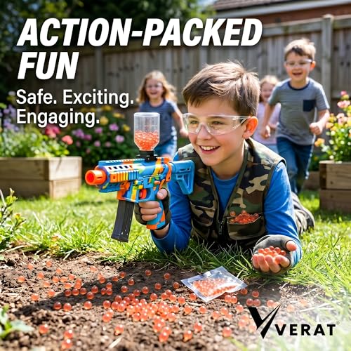 Image of Verat Gel Blaster Refill Water Beads Transparent for Gun Suitable Size 7-8mm Safe Non-Toxic Ammo for Gel Guns & Decorative Vase Filler (This Gel Balls for Specially for Gun) (1 Packets, 10000 Red)