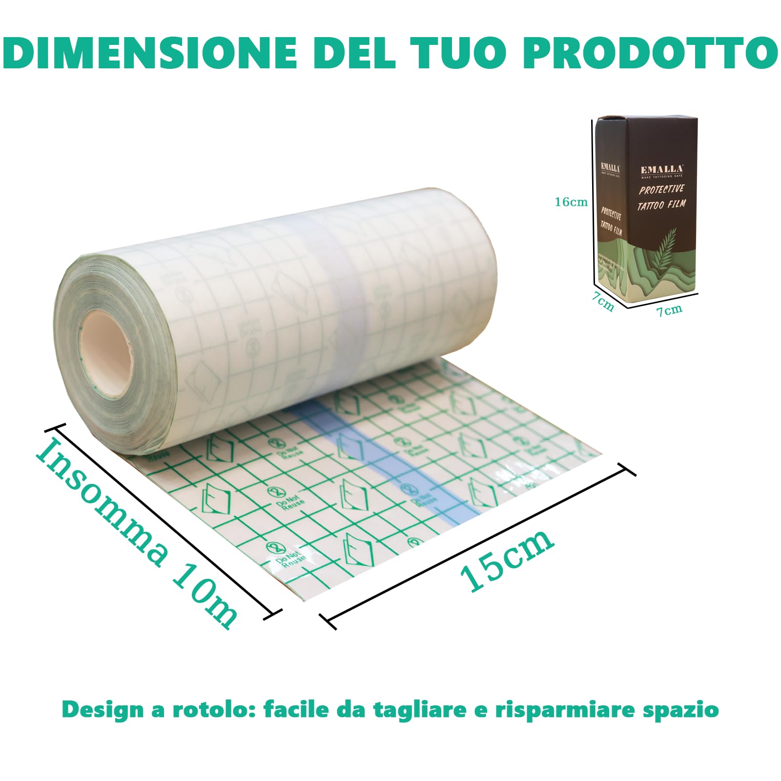 Pellicola per Tatuaggi - PEPAX 15cm x 10m Second Skin Tatuaggi PU Nastro Adesivo Impermeabile Nastro per Doccia Cerotto per Tatuaggi