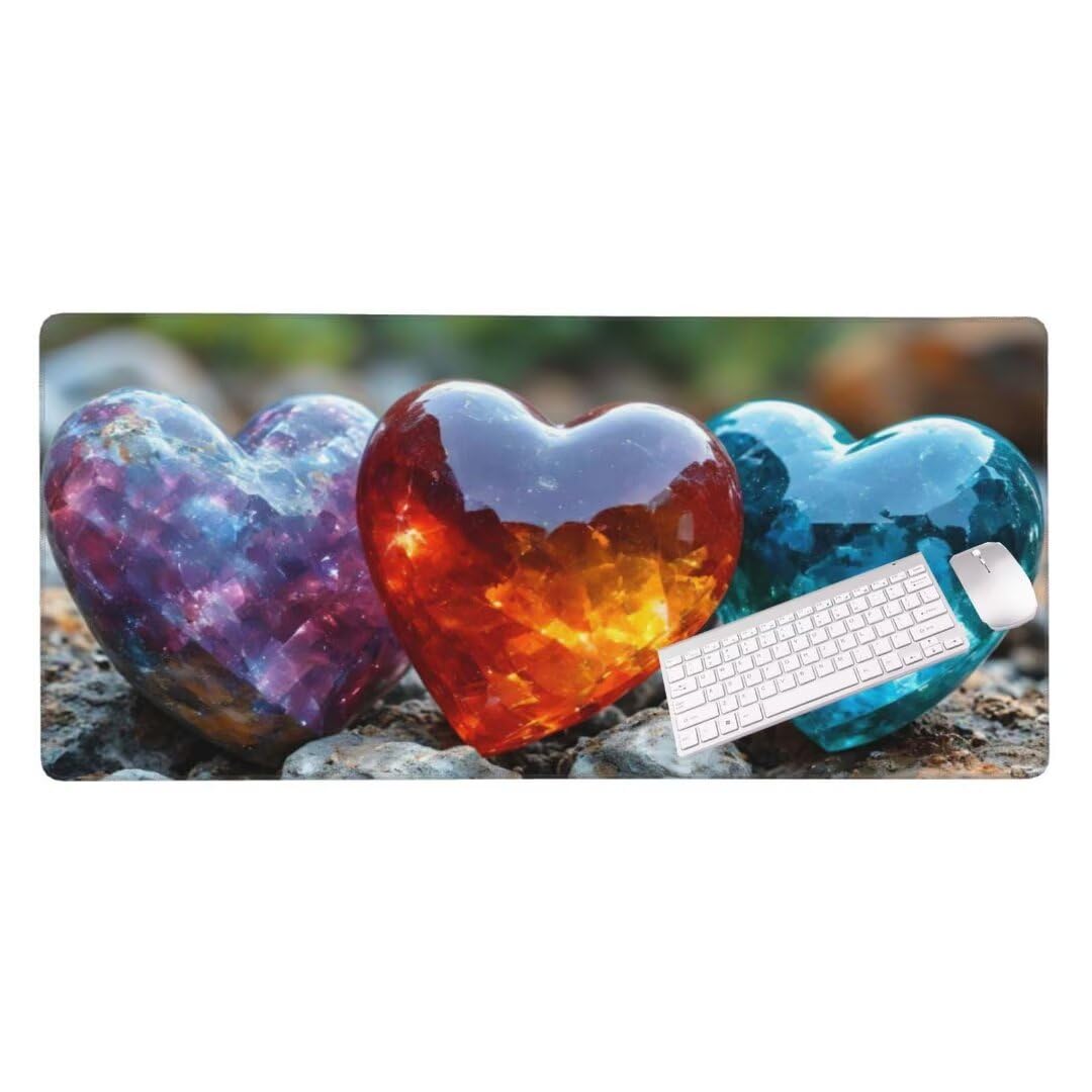 Gaming Mouse Pad, Large Mouse Mat 80x40x0.3 cm, Love Stone Desk Mat XXL Extended Mousepad, Stitched Edges,Non- Slip Rubber Base, Iimproved Precision and Speed Keyboard Pad for Office and Gamers S-31