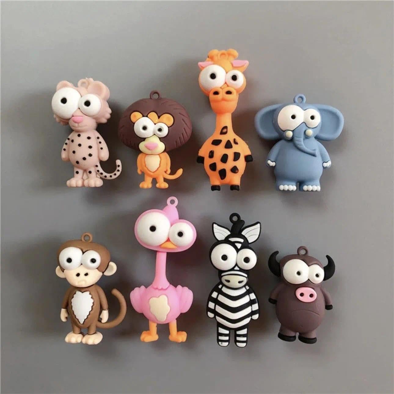 8Pcs Cute 3D Cartoon Animal Magnets, Funny Refrigerator Magnets for Kitchen, Home and Office Decoration