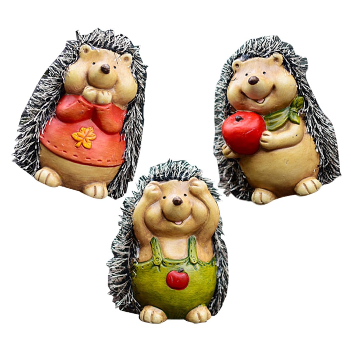 Figurines de hérisson de jardin Hemobllo en céramique lot de 3 pour décoration extérieure