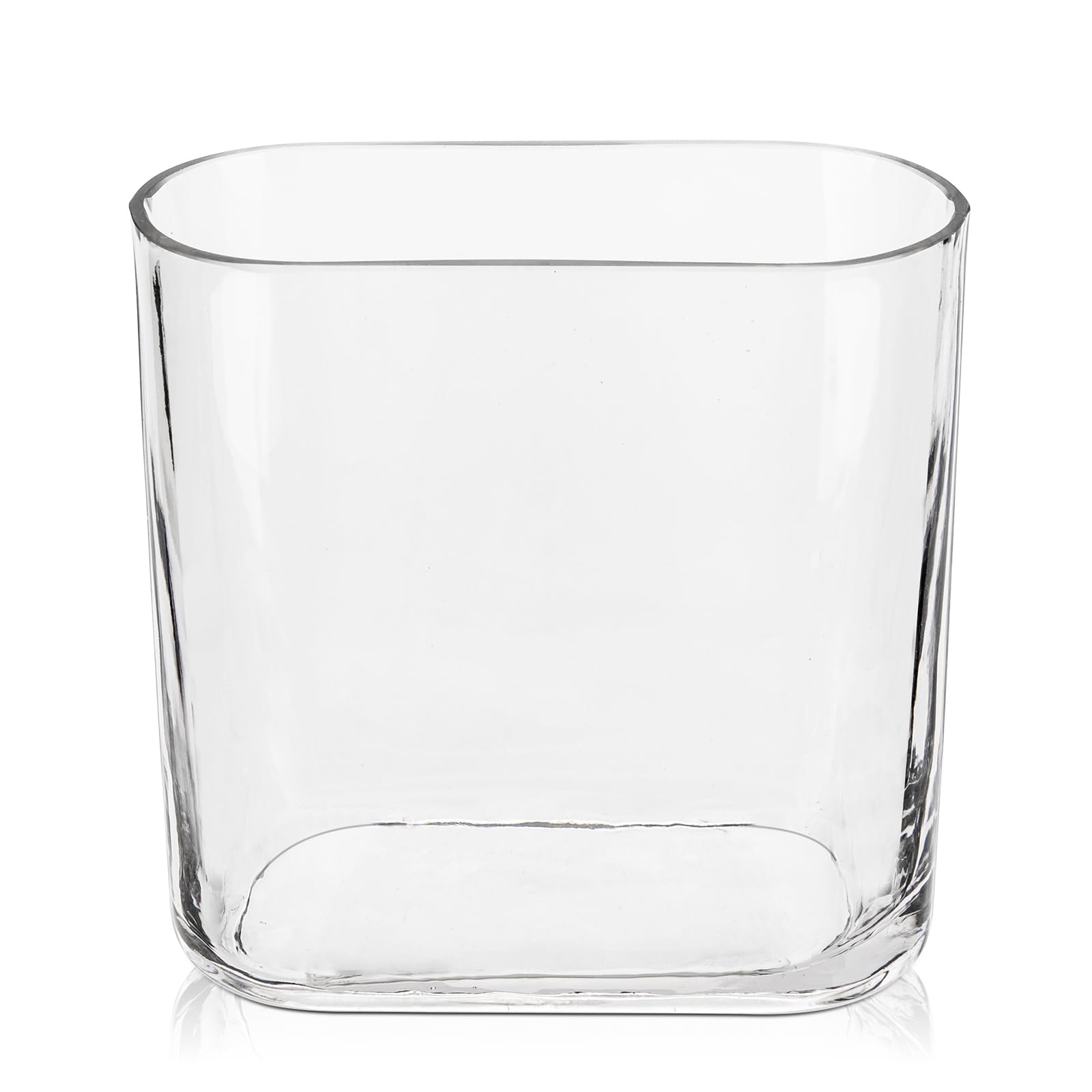 Oairse Clear Glass Vase 18cm Modern Vase for Flowers Fluted Vase Centerpiece Vase Decorative Vase for Living Room Dining Table Wedding Home Party Decor