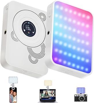 RGB Video Light, 100 LED Portable Camera Light, 360 Full Color Photography Lighting, 2700-7500K CRI 95+, 13 Light Modes for Phone, DSLR Video Recording, Vlog, YouTube Game Live Streaming