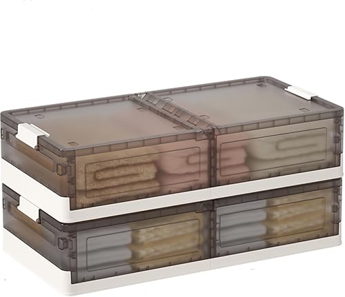 Contenedores de almacenamiento para debajo de la cama, paquete de 2, contenedores de plástico apilables debajo de la cama, contenedores de