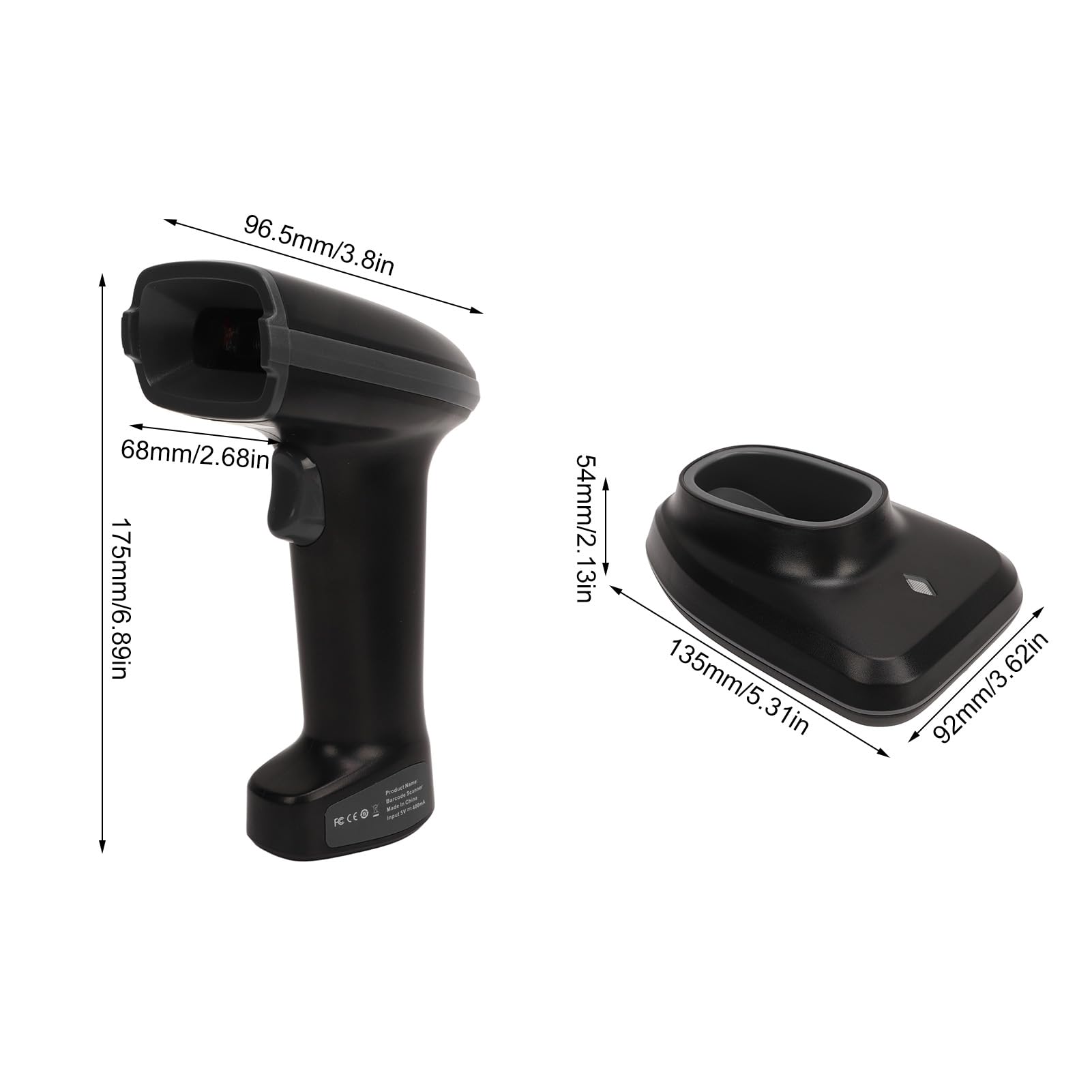 Yctze Lettore QR Portatile per Scanner di Codici a Barre con Scansione Automatica e Batteria Ricaricabile per la Logistica Al Dettaglio
