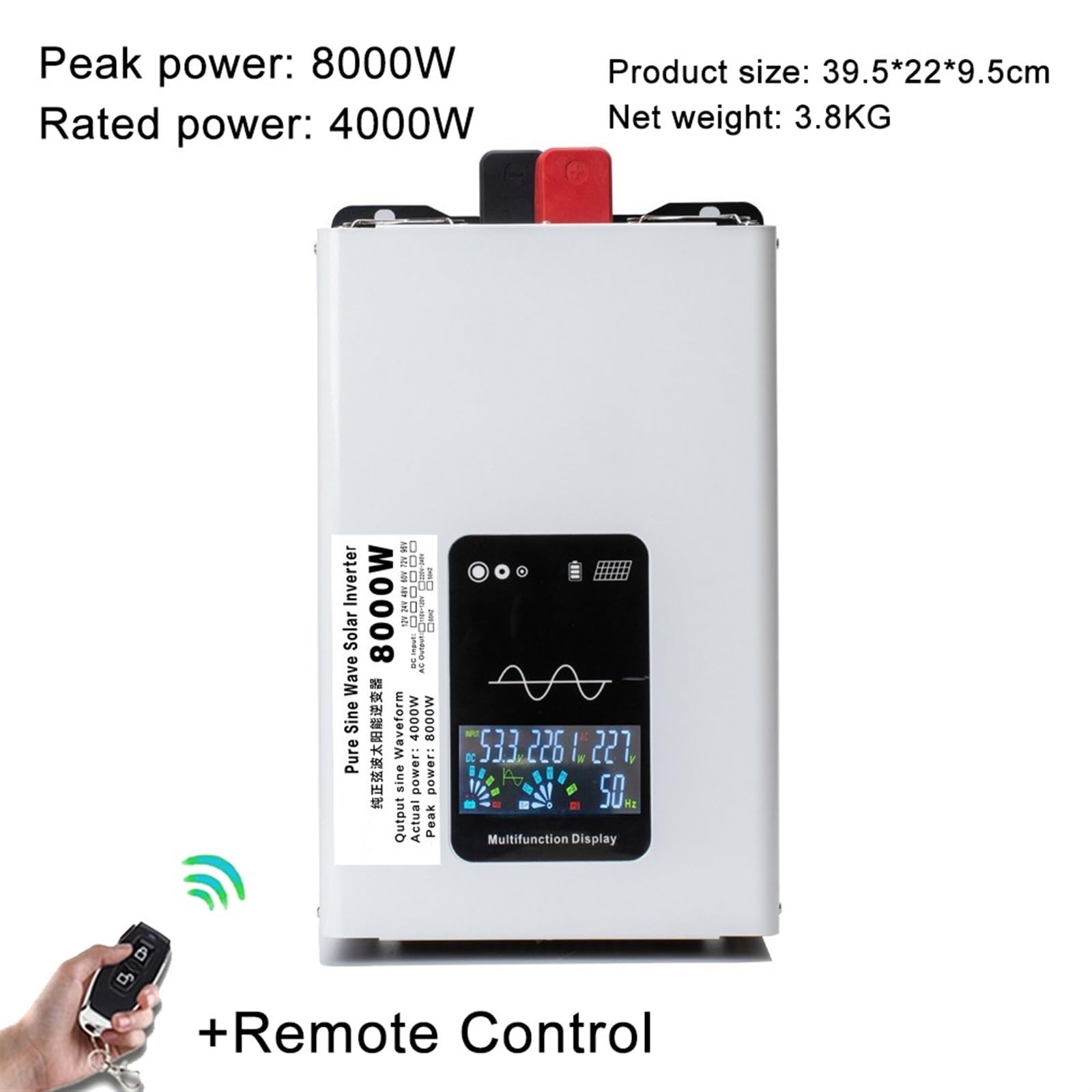 Inwertery, Czysty sinusoidalny inerter Wae 5000W/8000W/10000W/12000W Moc 12-72 do AC Conerter Solar Car Inerter Off Grid Przenośny(8000W,60 V)