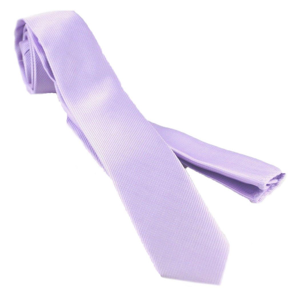 City Skinny Necktie Thin Necktie Narrow Tie with Hankerchief Lilac