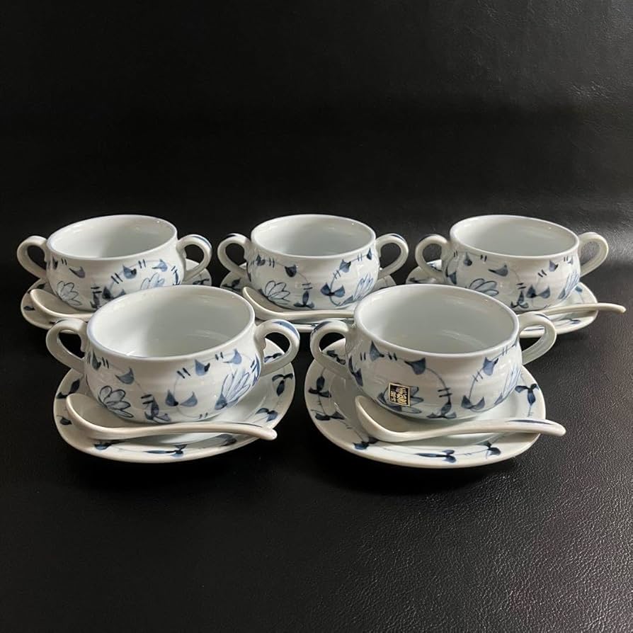 Amazon.co.jp: 品有田焼 雅峰窯 スープカップ15点セット 専用