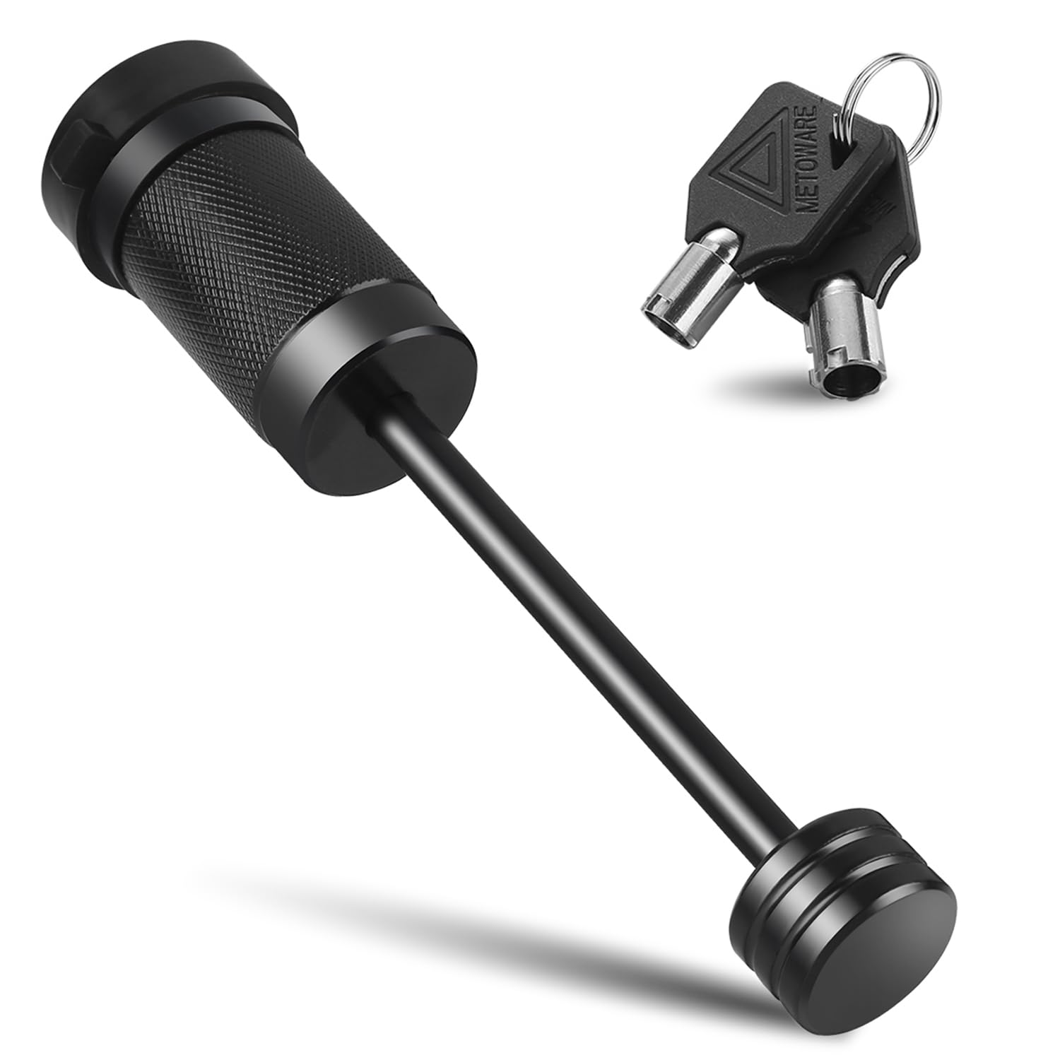 Metoware Black Trailer Tongue Coupler Lock 1/4" Dia, 3-1/2" Span, Trailer Hitch Lock For Latch-Type Coupler, Trailer Pin Lock For Towing Trailer Rv Car Boat Truck (1 Pack)