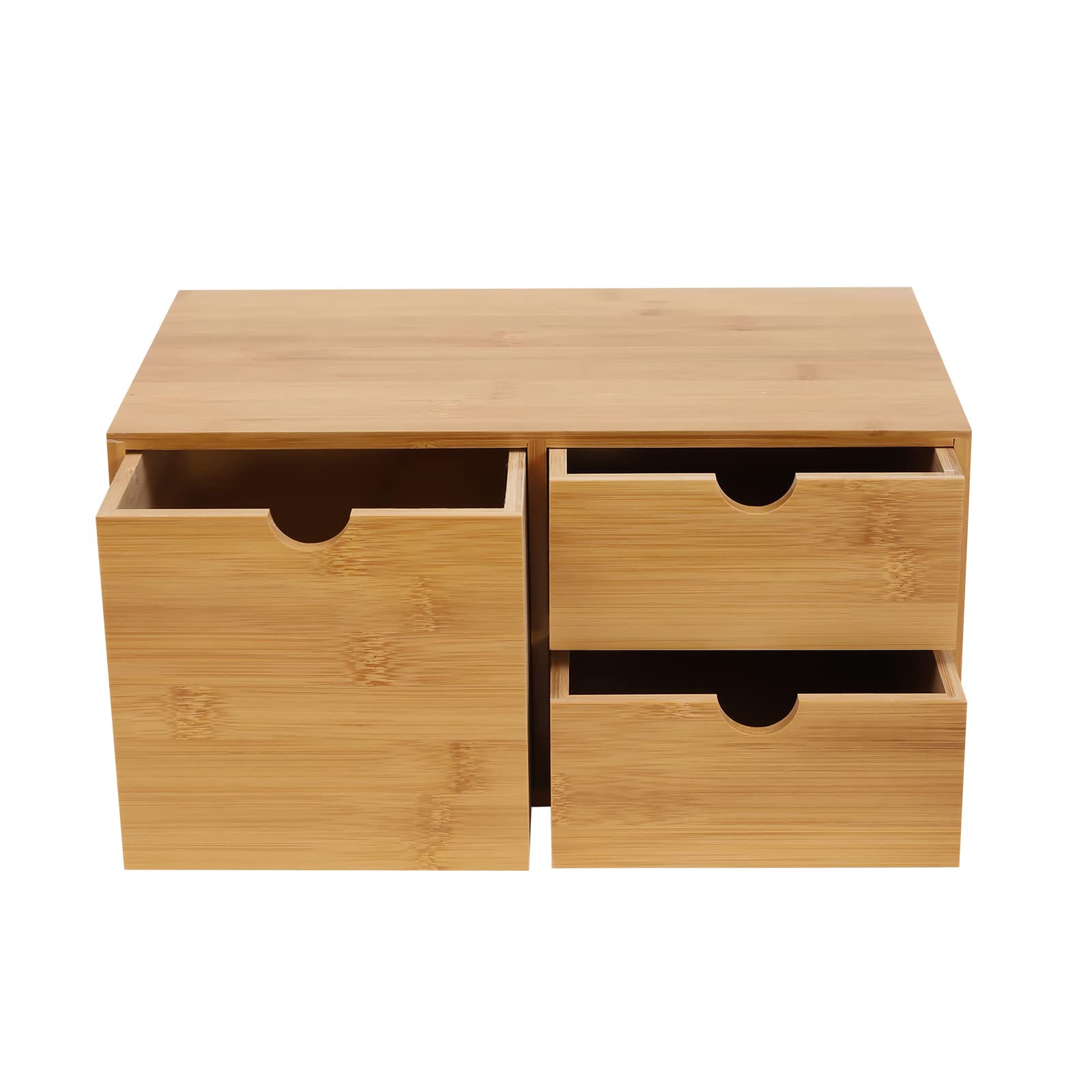 Organizer da scrivania in bambù con 3 cassetti, in bambù naturale, con parte superiore posizionabile, per ufficio, soggiorno, camera da letto
