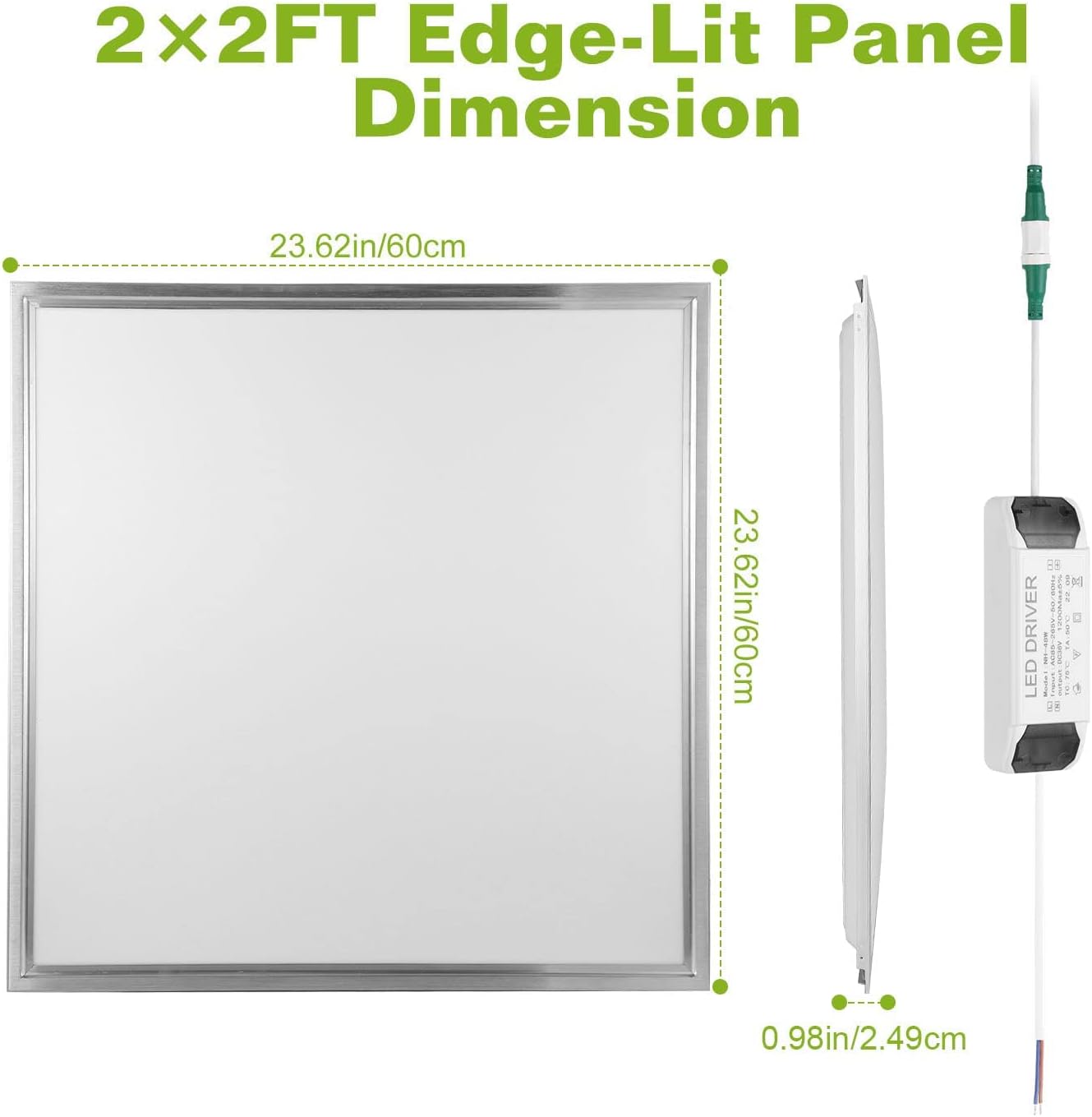 LED Flat Panel Light 2x2 ft,White LED Drop Ceiling Office Lights,48W=150W Indoor Commercial Flat Backlit Fixture, 5800LM/7500K,CE & RoHS Certified,Dustproof & Troffer Recessed Edge-Lit Design,1 Pack