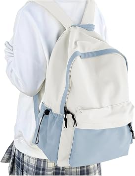 HYC00 School Backpack Womens Secondary Causal Travel High School Bags for Teenage Girls Boys 14 Inch Laptop Backpack Rucksack Bag for Women College Bags Water Resistant Work Back Pack,A51-Blue White