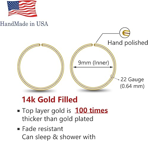 Miniatura 38 de Small Gold or Sterling Silver Huggie Hoop Earrings for Women Cartilage Nose Helix Tragus