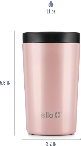 Miniatura 5 de Ello Jones - Taza de café de viaje de acero inoxidable, taza de té de viaje, 11 onzas, oro rosa